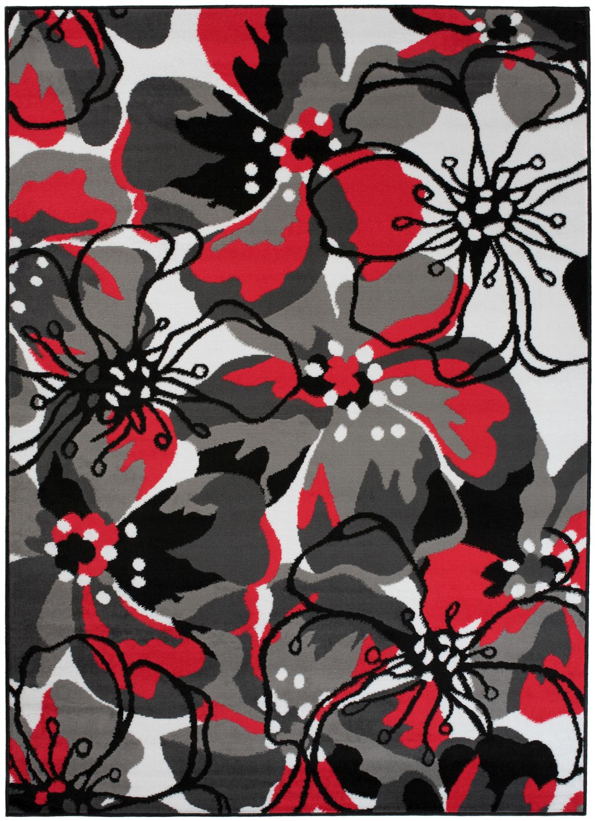Tappeto moderno Maya vegetale Z907E BLACK - grigio, rosso