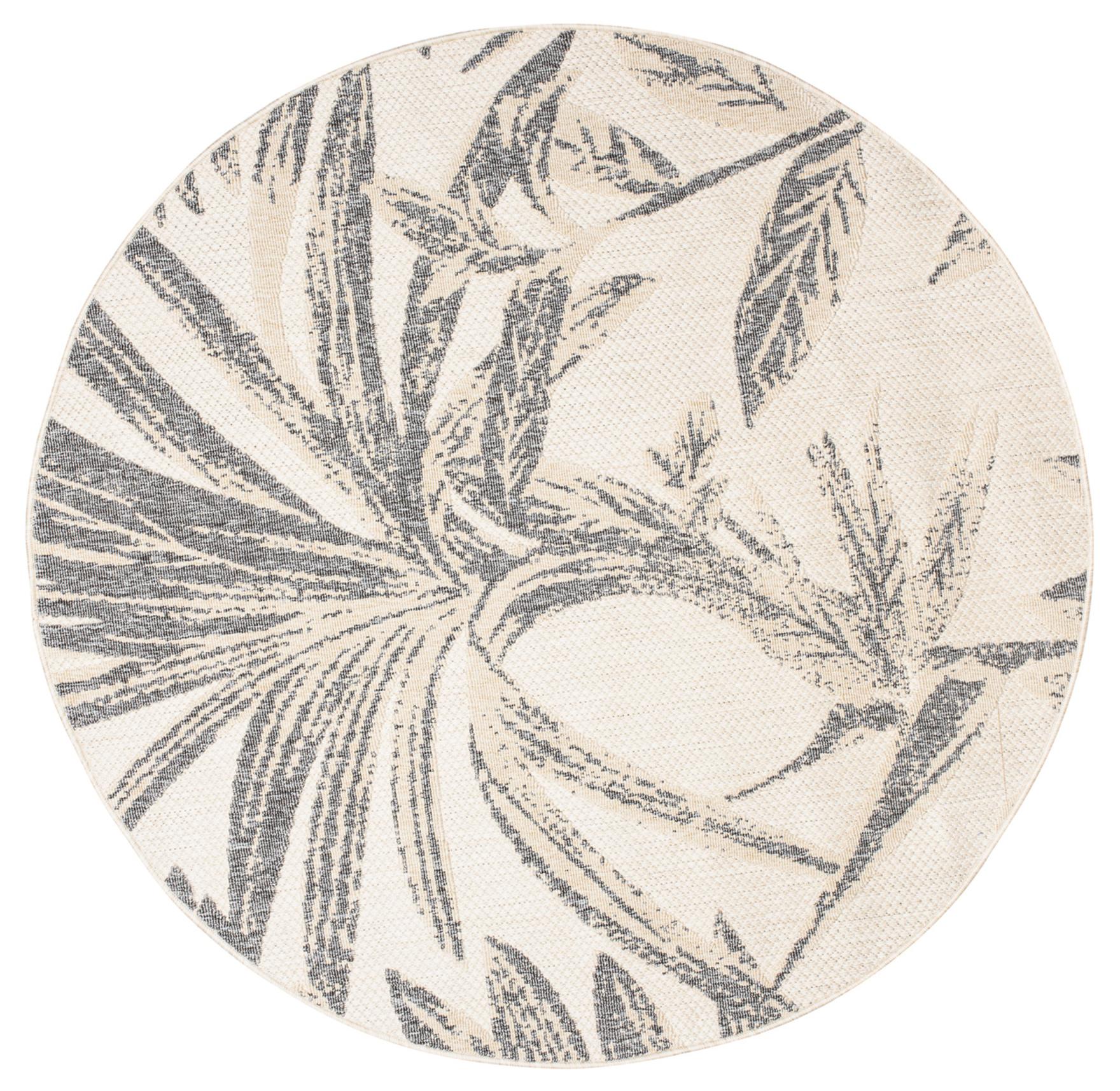 Tappeto per esterni/interni Tessuto piatto Viera Cerchio Motivo floreale MN85D CREAM - crema, beige