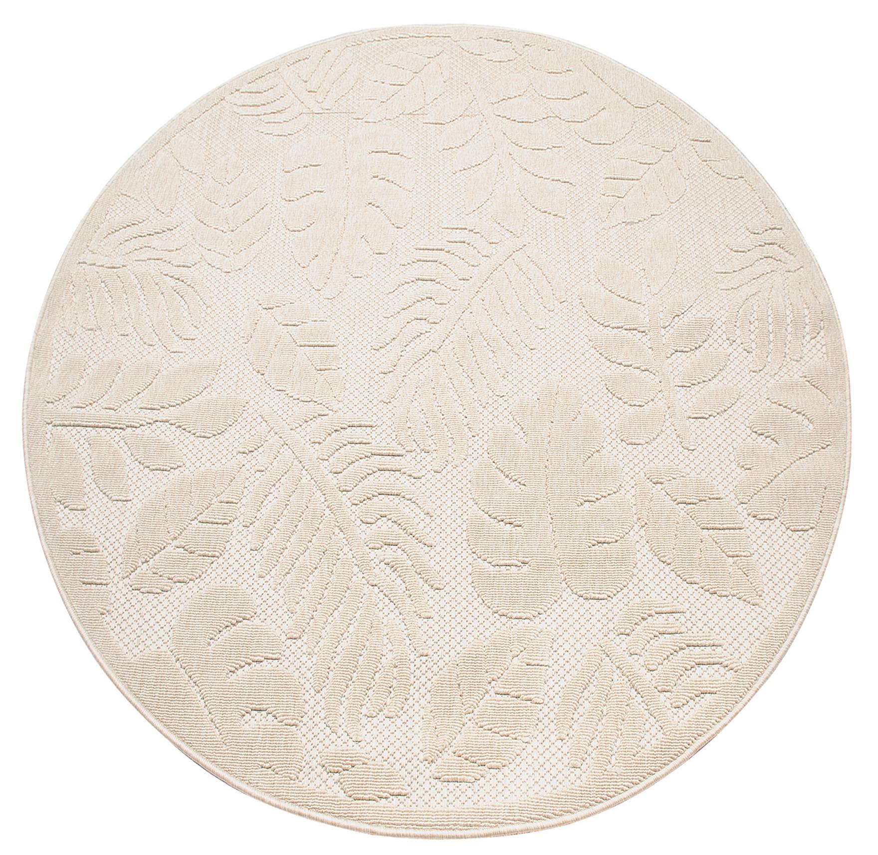 Tappeto per esterni/interni Płaskotkany Viera Cerchio Motivo floreale BD99B CREAM - crema