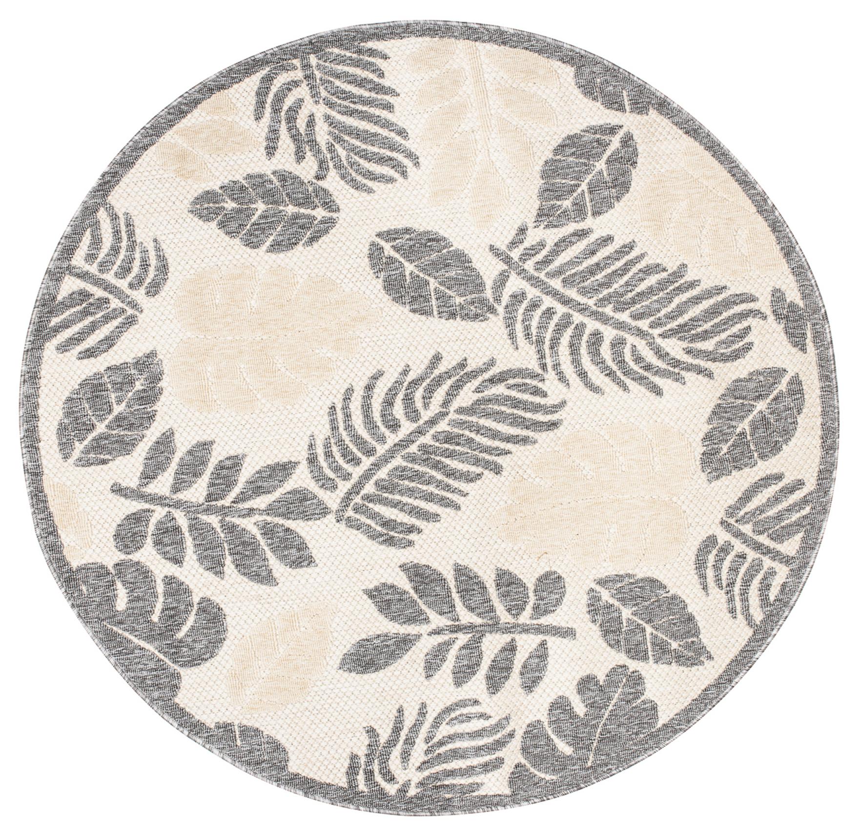 Tappeto per esterni/interni tessuto a mano Viera Cerchio Motivo floreale BD99A CREAM - crema