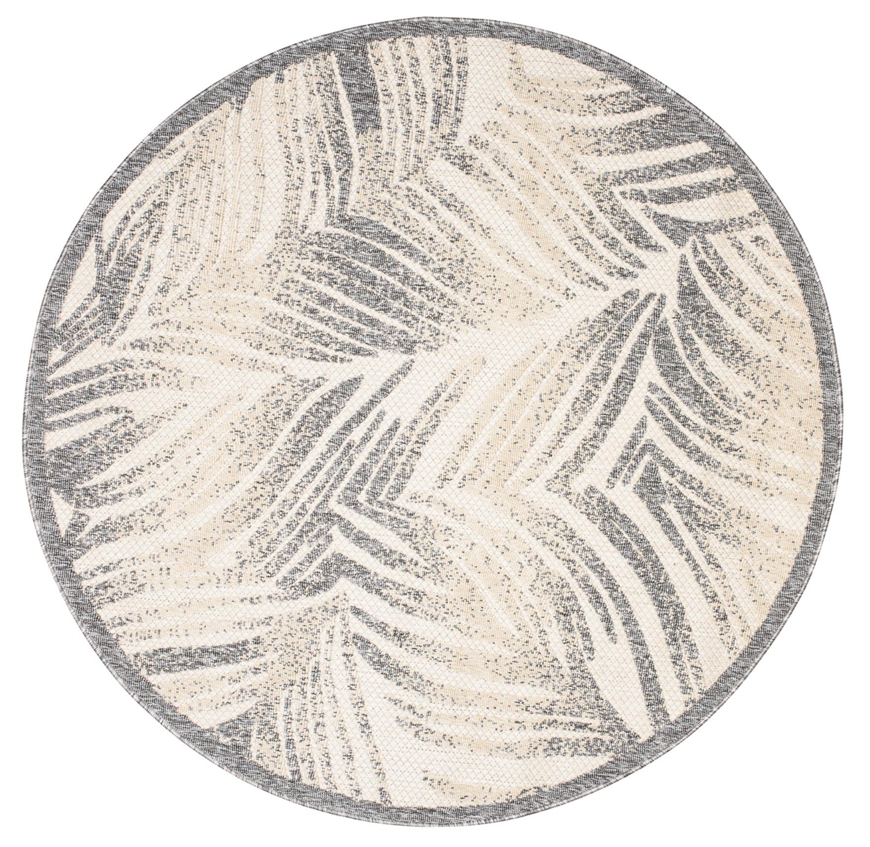 Tappeto per esterni/interni tessuto a mano Viera Cerchio Motivo floreale FF21B CREAM - grigio chiaro, crema