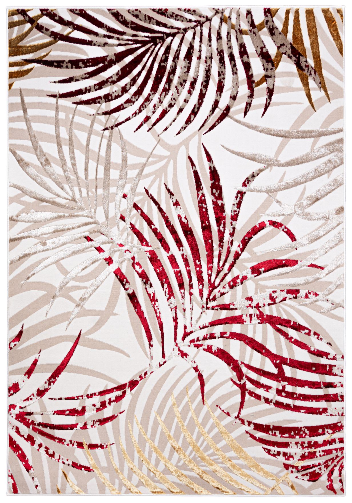 Tappeto moderno a foglie fiorite GOLDEN NA44L CREMA - beige, rosso