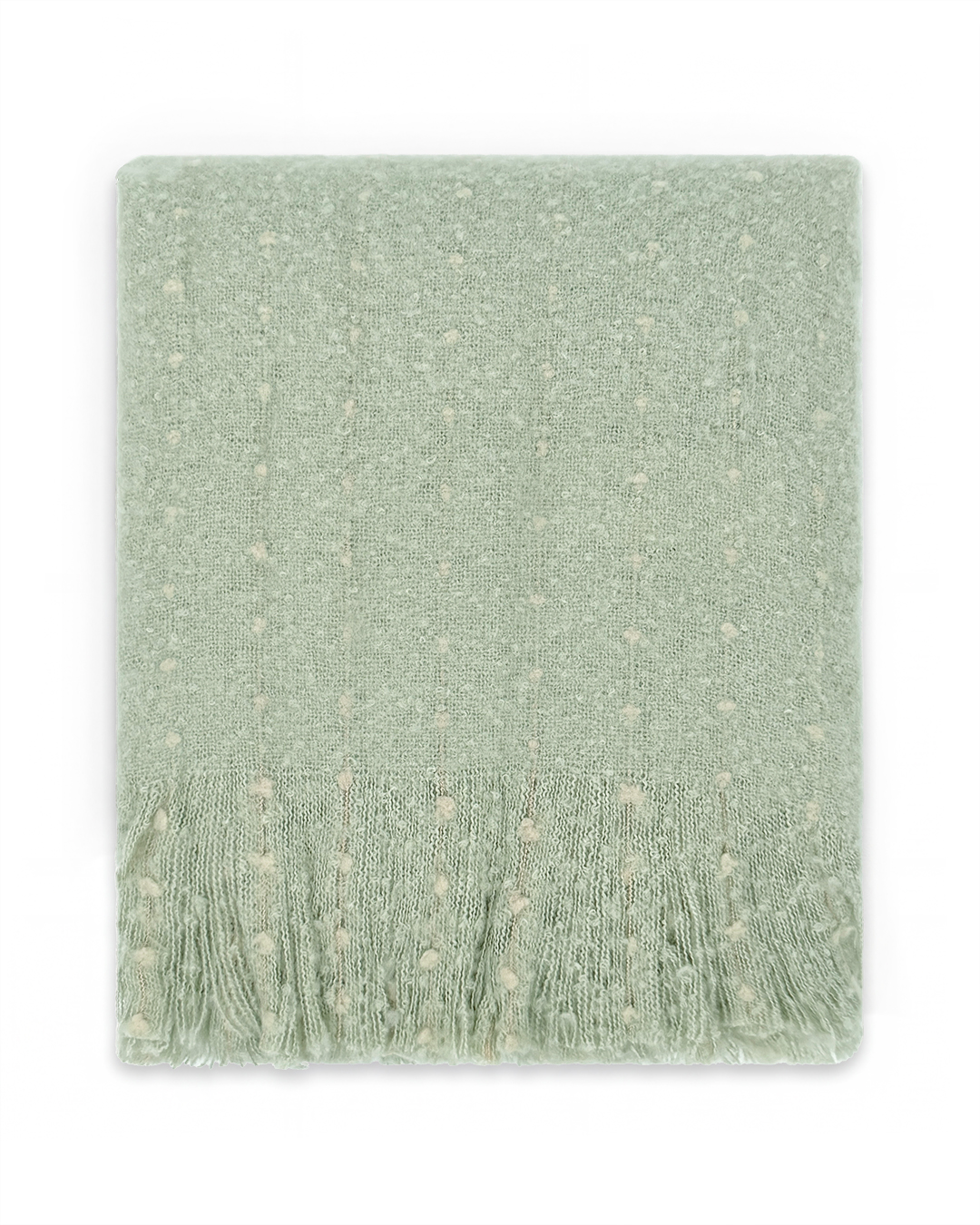 Coperta moderna con frange - Armonia Salvia - verde