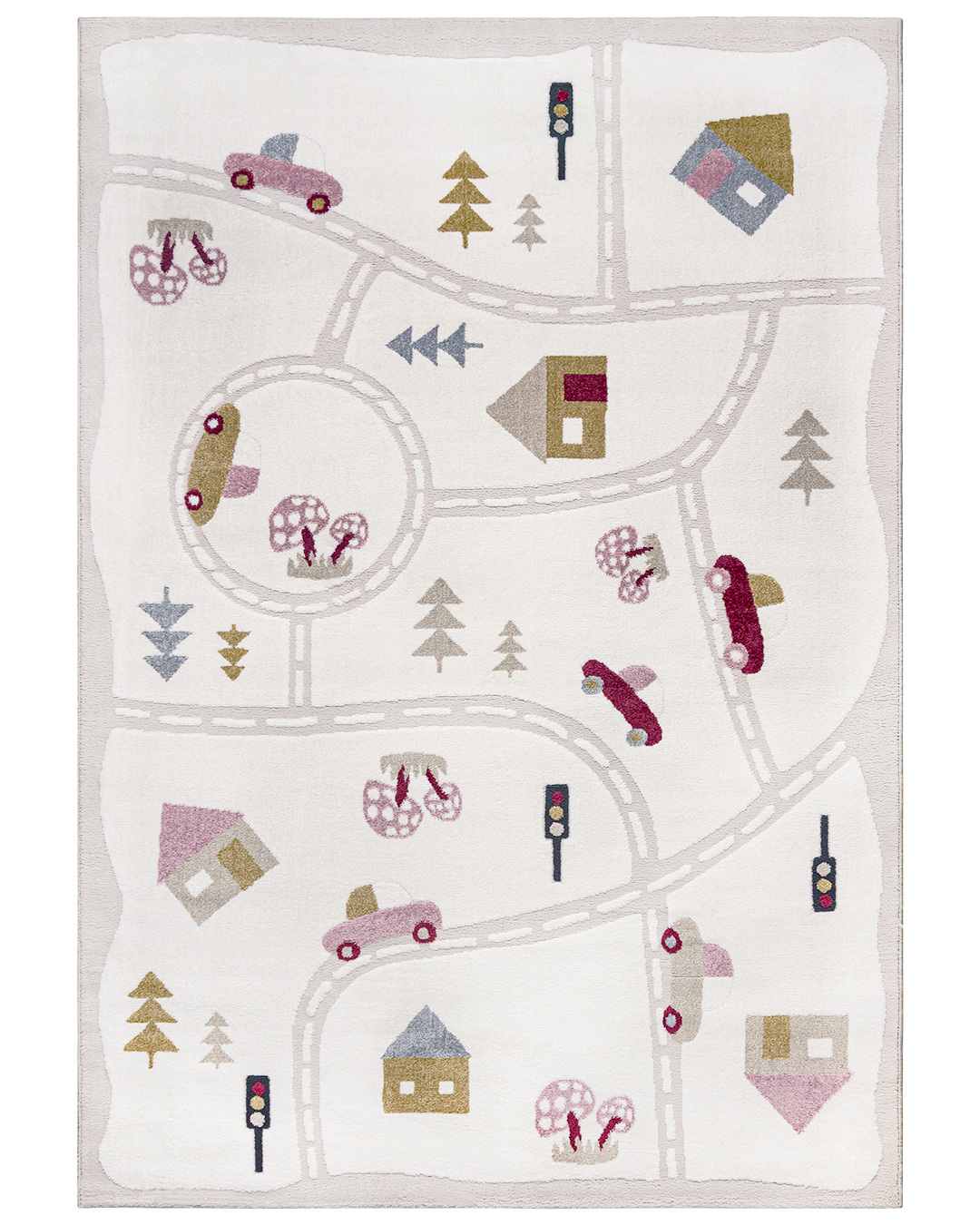 Tappeto per bambini con strade - Alora Avenida - crema, rosa, multicolore