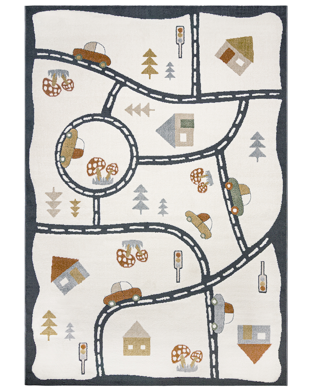 Tappeto per bambini con strade - Alora Bienes - crema, blu, multicolore