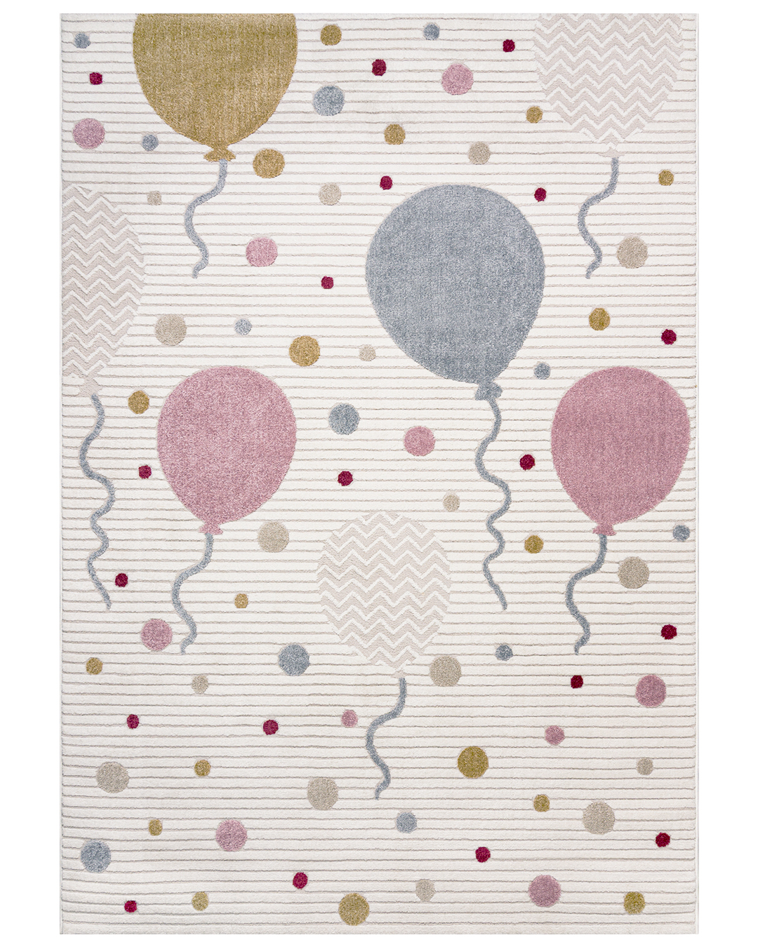 Tappeto per bambini con palloncini e pois - Alora Rosa - crema, blu, rosa