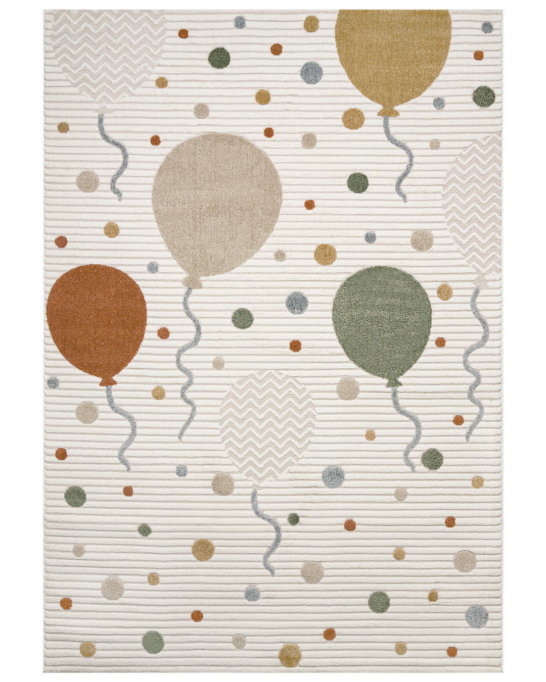 Tappeto per bambini con palloncini e pois - Alora Verde - crema, verde, multicolore