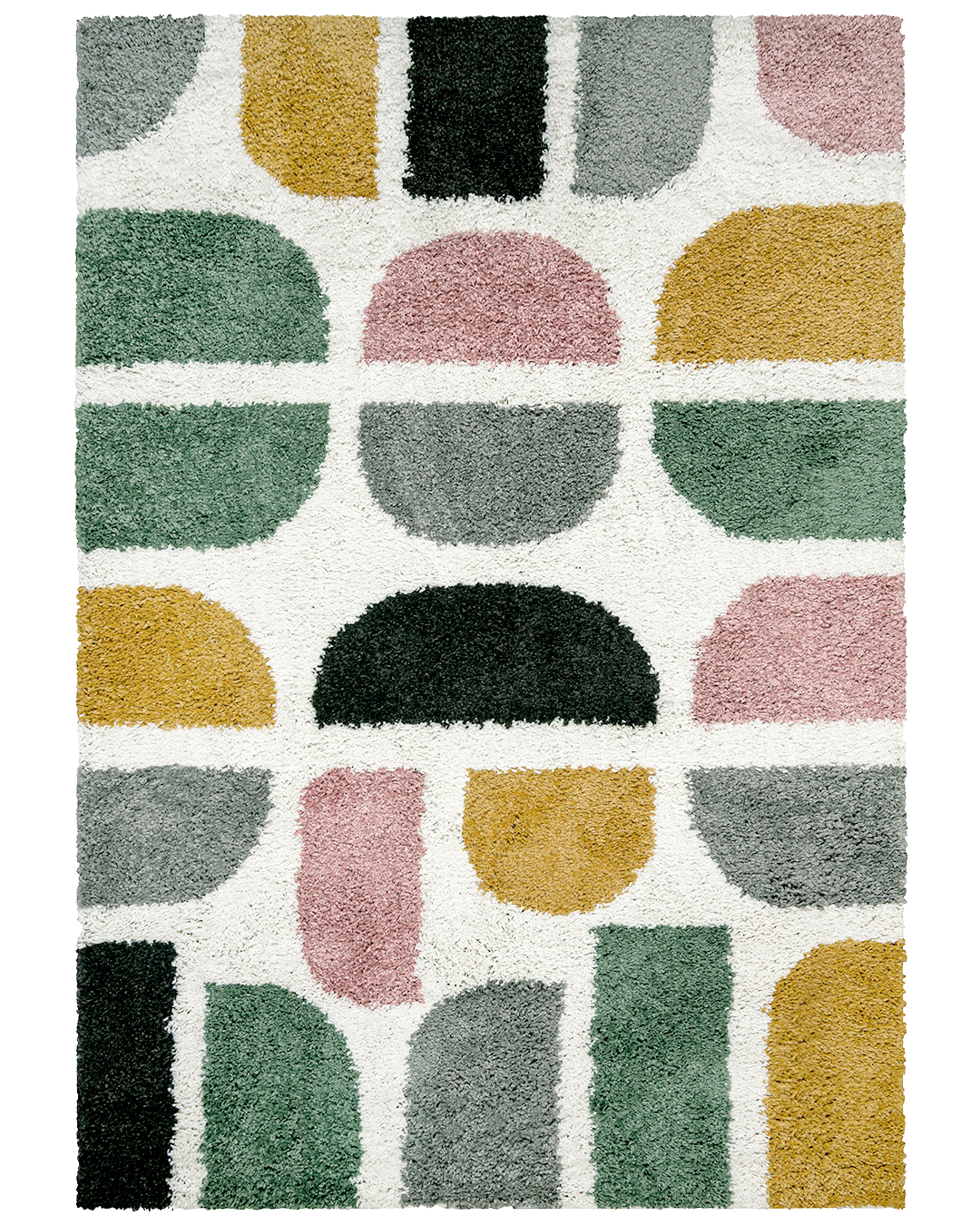 Tappeto a pelo lungo / Shaggy per camera ragazzi, geometrico - Ames Borde - rosa, grigio, verde
