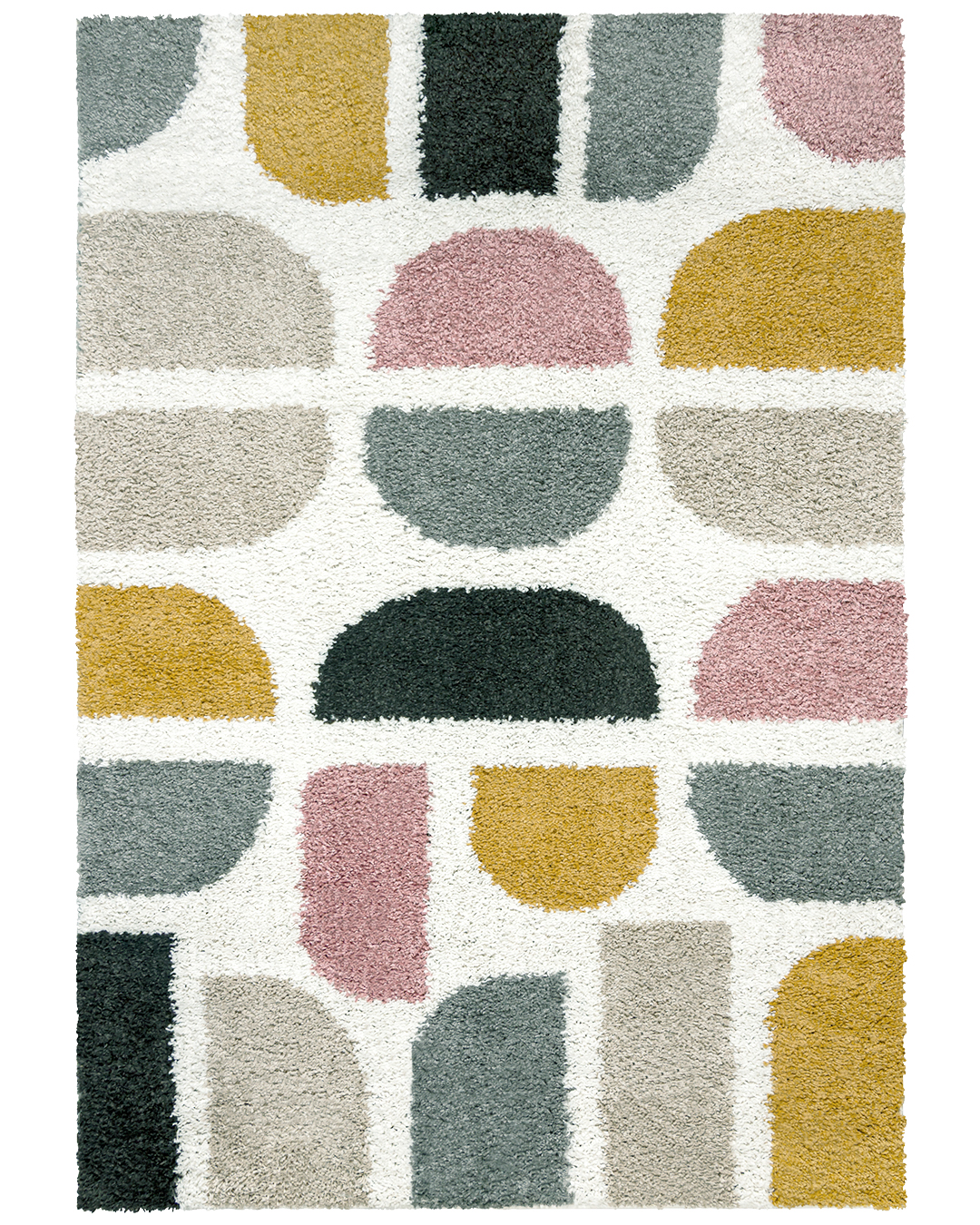 Tappeto a pelo lungo / Shaggy per camera ragazzi, geometrico - Ames Oda - beige e rosa, multicolore