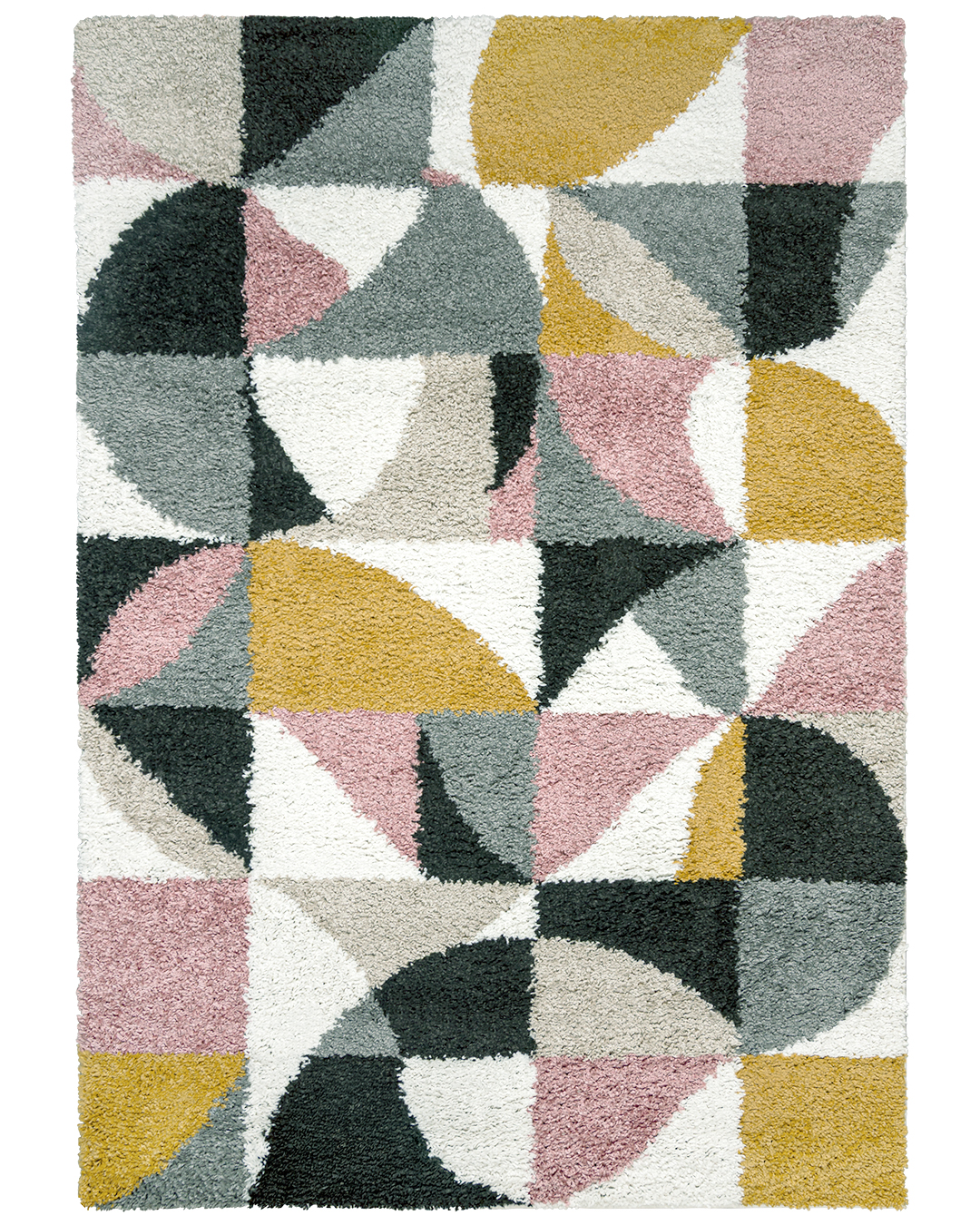 Tappeto a pelo lungo / Shaggy per camera ragazzi, geometrico - Ames Pleno - beige e rosa, grigio, multicolore