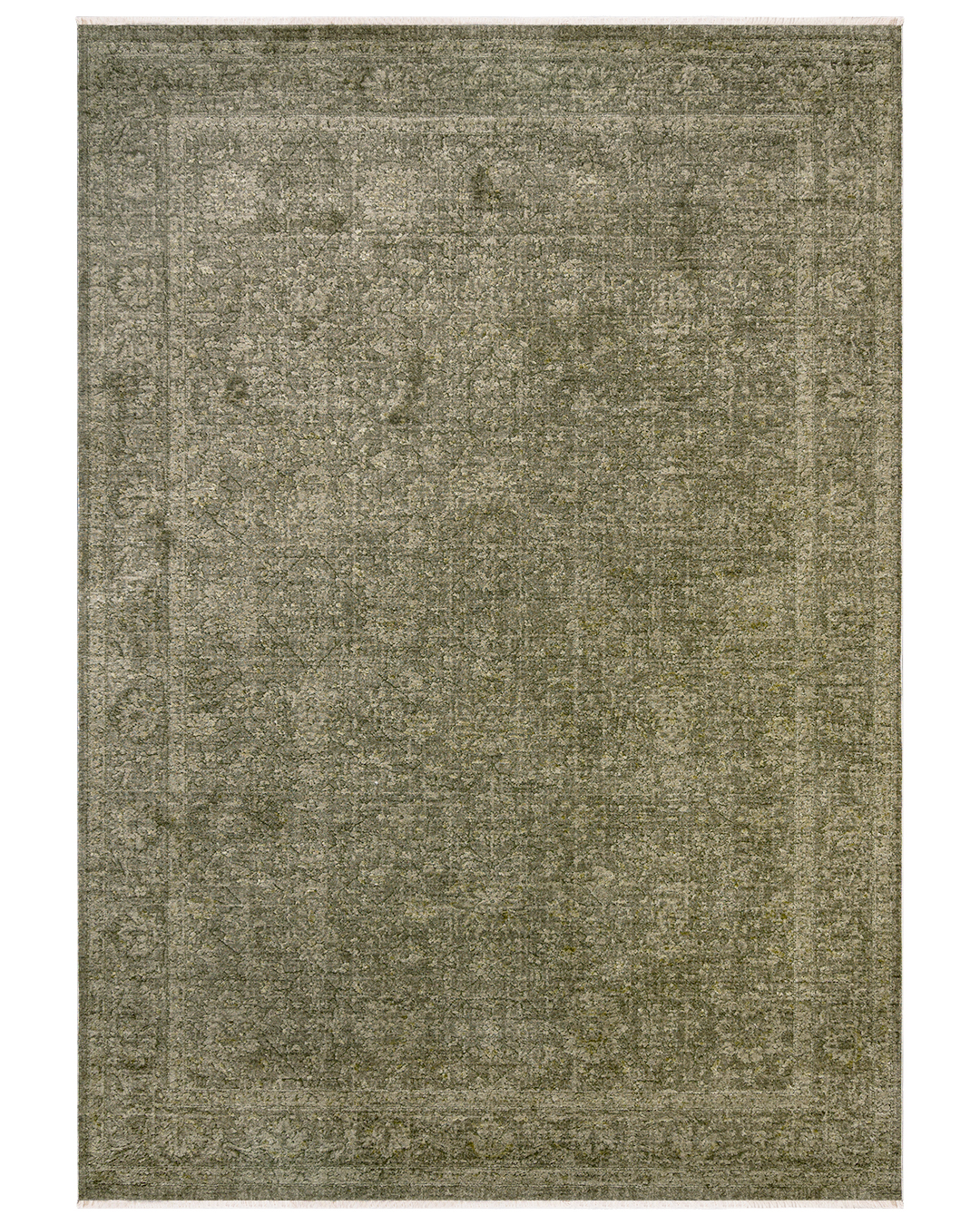 Tappeto moderno astratto con frange - Aspe Prado - verde