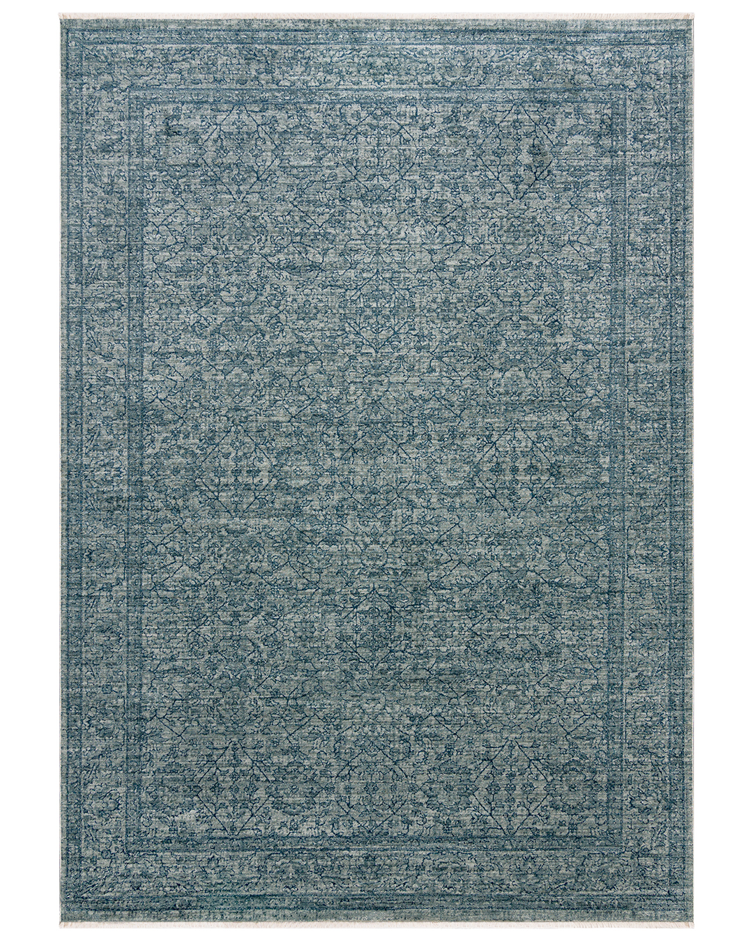 Tappeto moderno astratto con frange - Aspe Tuli - blu