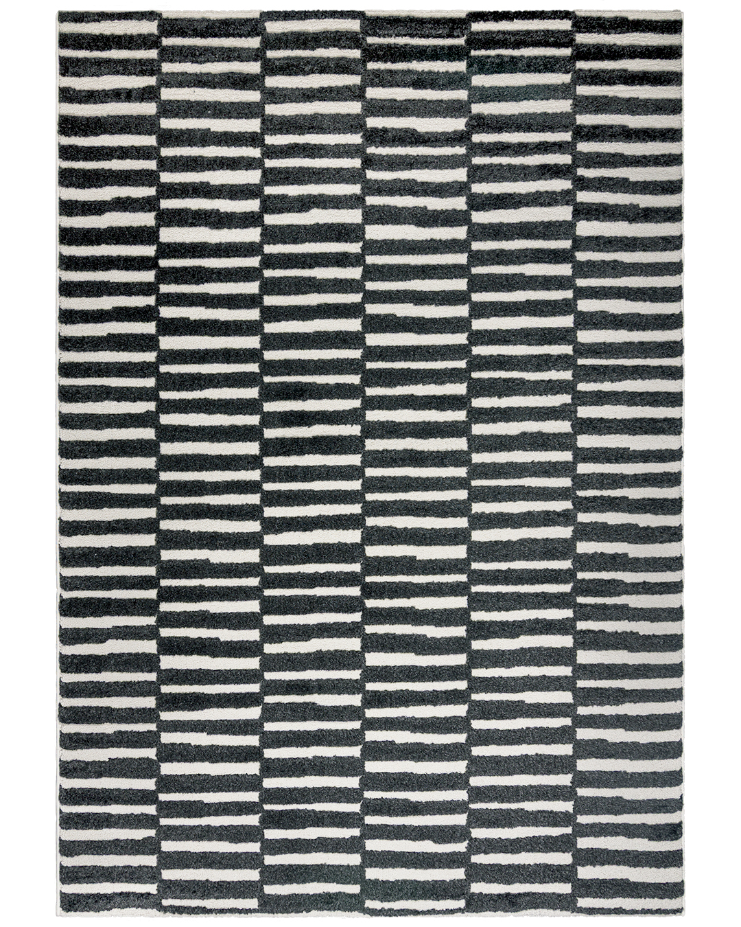 Tappeto moderno astratto - Martos Malla - bianco e nero, pelo medio