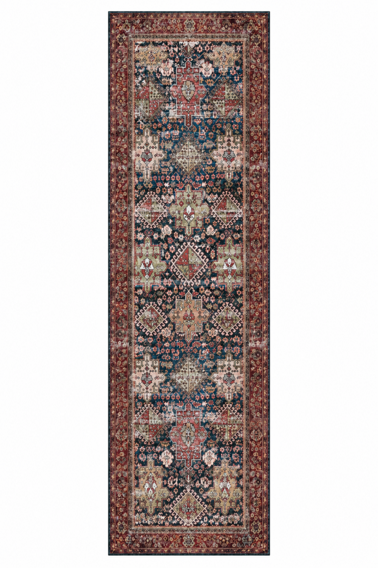 Tappeto orientale tradizionale - Lalin Azul - rosso, vintage