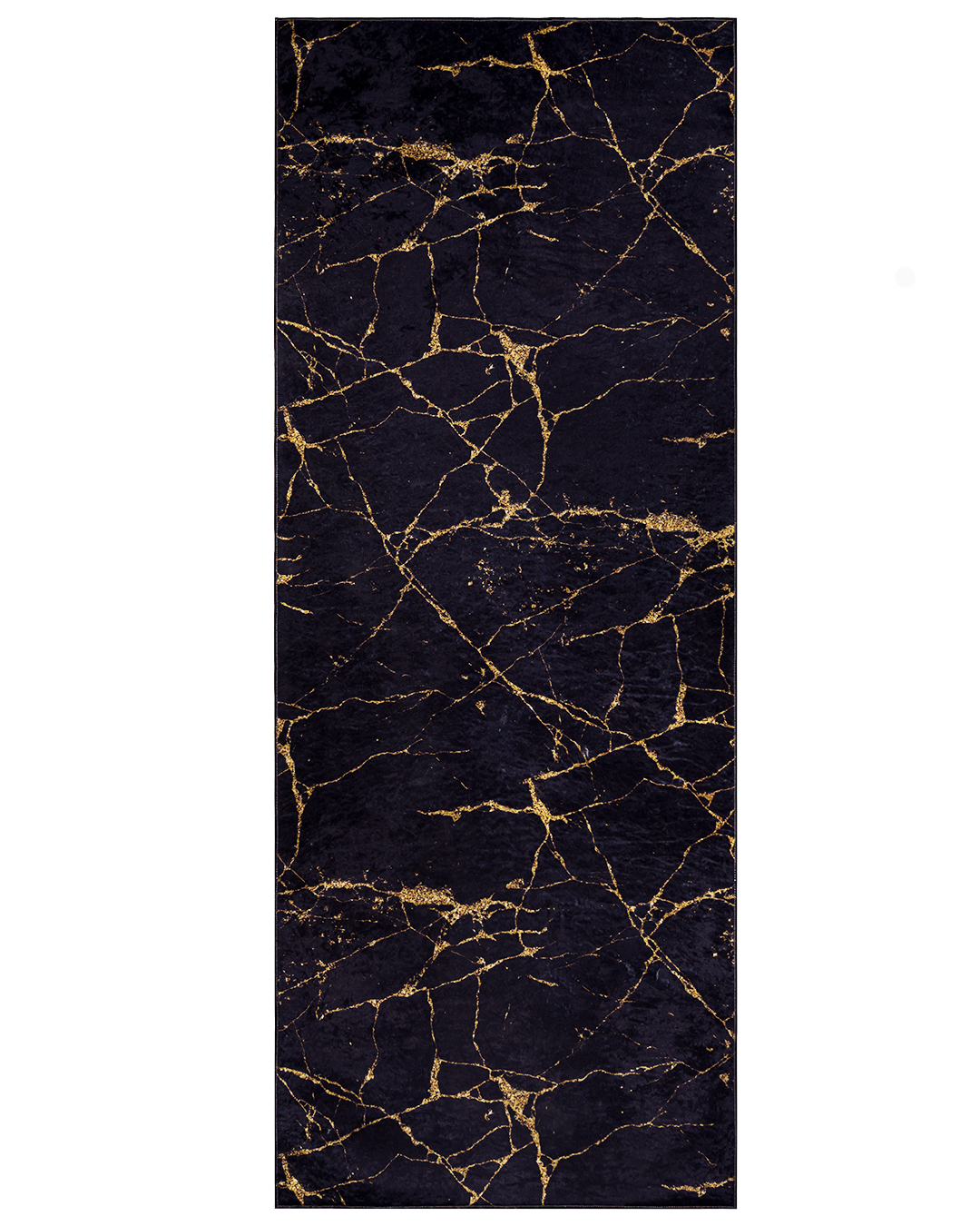 Tappeto per cucina/ingresso con motivo marmorizzato - KITCHEN 2113 - antiscivolo, moderno, nero e oro