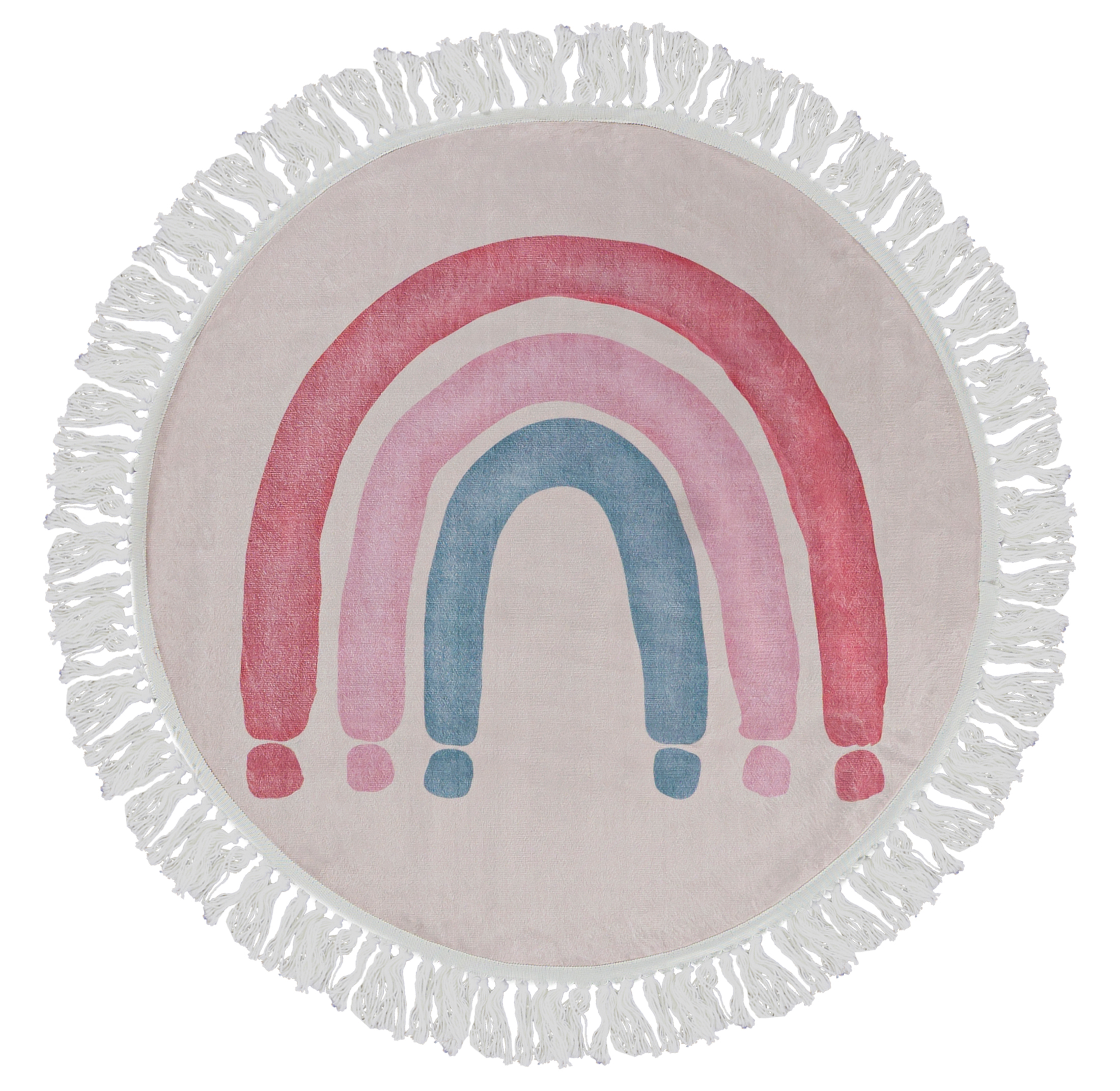 Tappeto per Bambini con Frange - Bello Carino Rosa - arcobaleno, beige