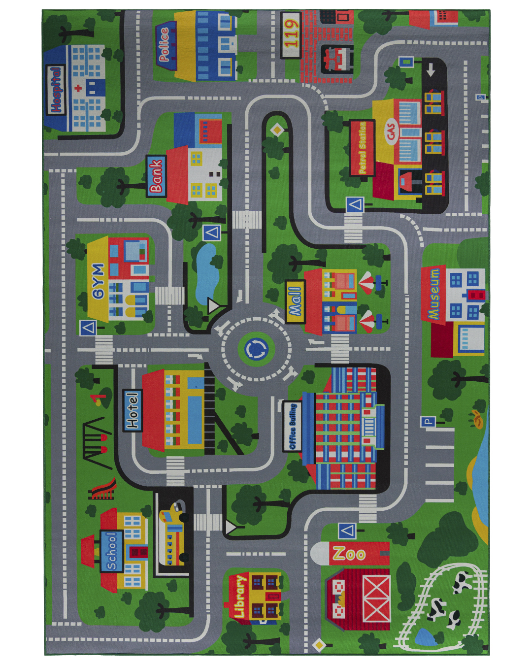 Tappeto per bambini – Bambini Borgo – strade, auto, colorato