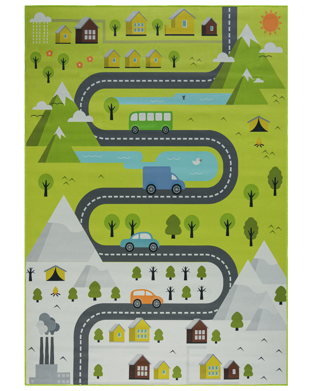 Tappeto per bambini / ragazzi - Bambini Vetta - Strade, Via, Montagne, verde, grigio