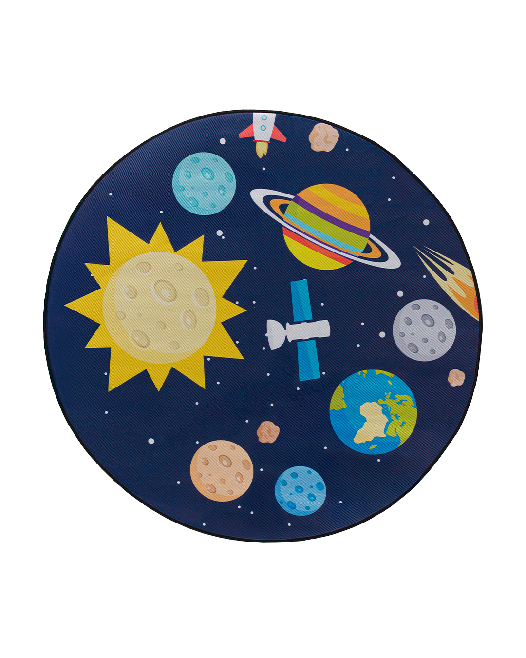 Tappeto per bambini – Bambini Stella – spazio, blu scuro, multicolore