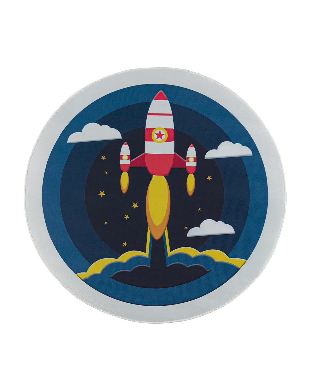 Tappeto per bambini – Bambini Satellite – razzo, blu scuro, bianco