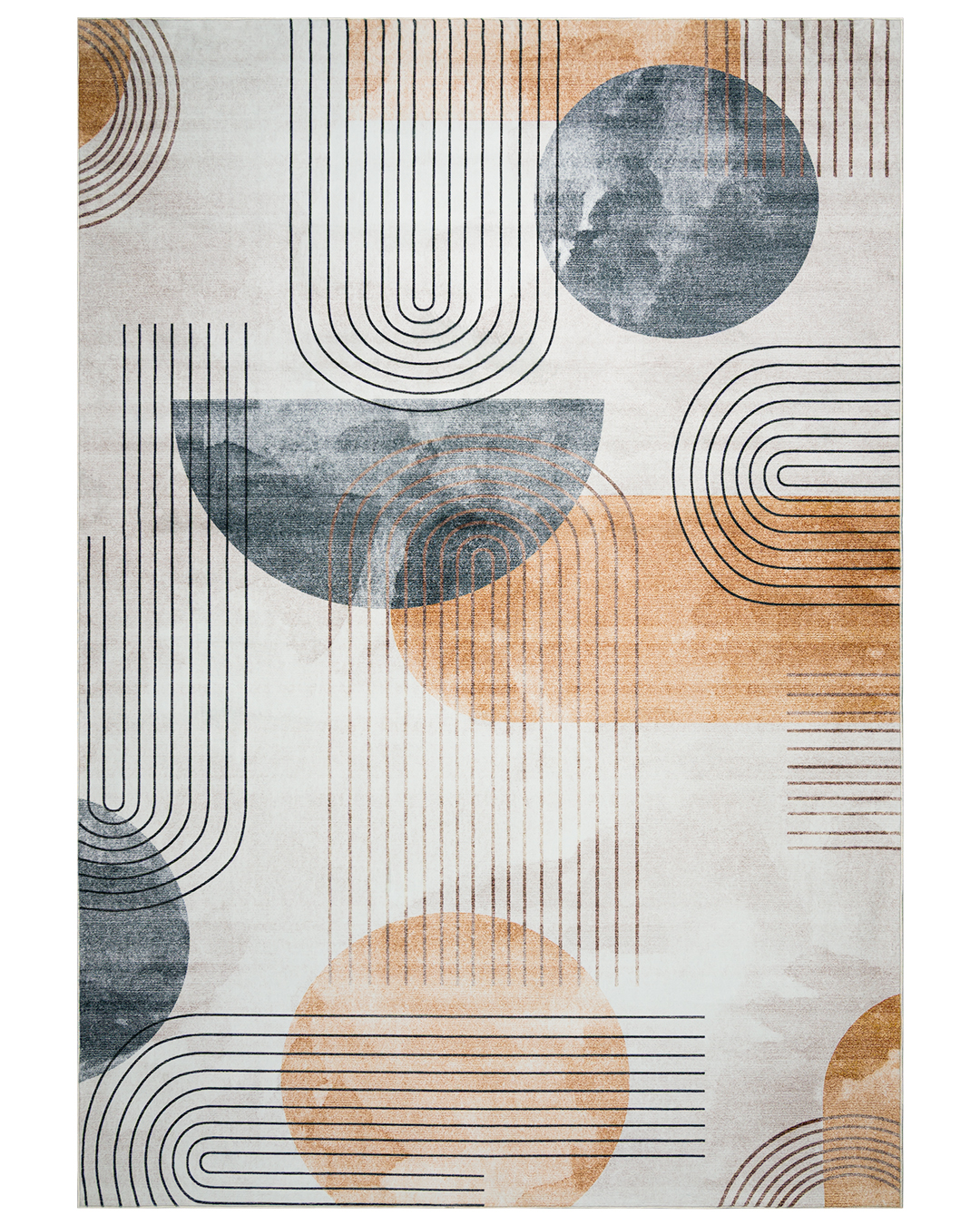Tappeto moderno - Vic Naranja - crema, arancione e grigio, con motivo geometrico