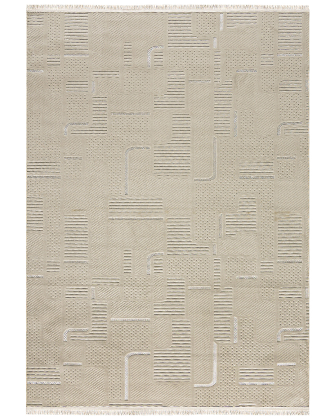Tappeto Moderno con Frange - Sora Vaga Beige - beige