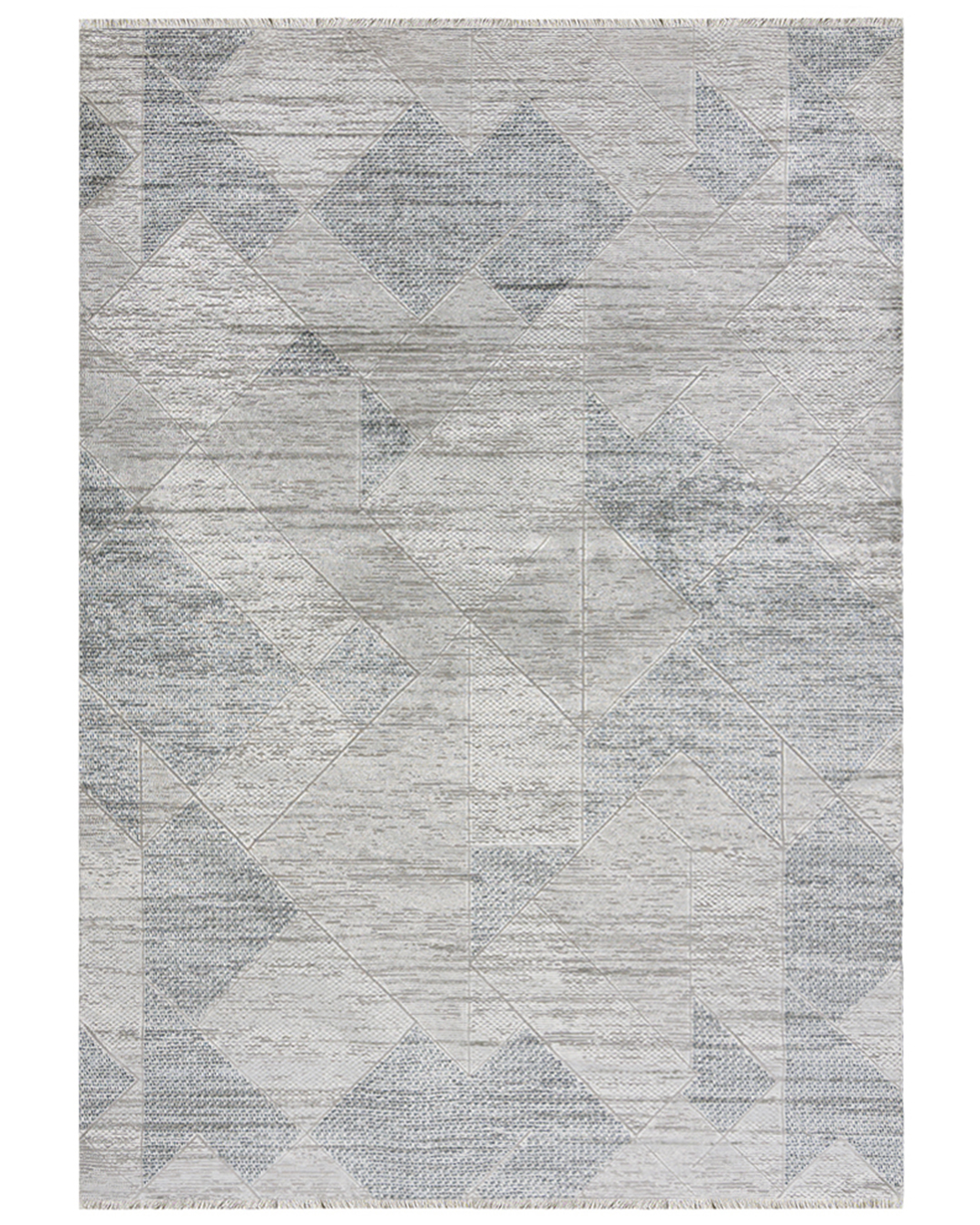 Tappeto Moderno con Frange - Bari Filo Blu - grigio, blu