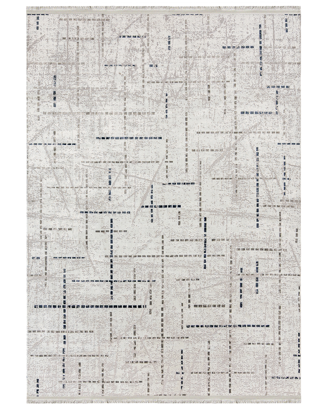Tappeto Moderno con Frange - Bari Nodo blu - grigio, blu
