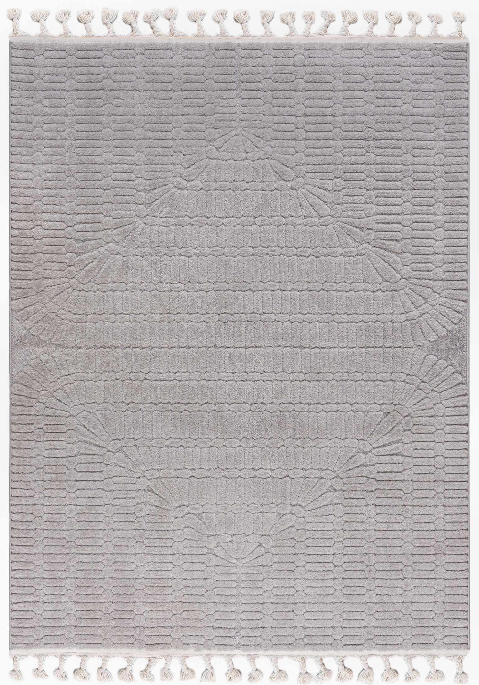 Tappeto Moderno Retrò - Pisa Corsa - con frange, grigio