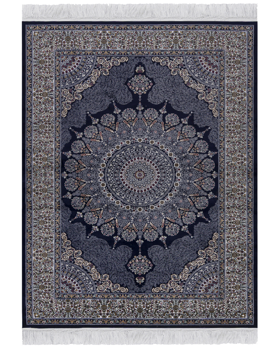 Tappeto Tradizionale con Frange - Palazzo Reale - blu navy