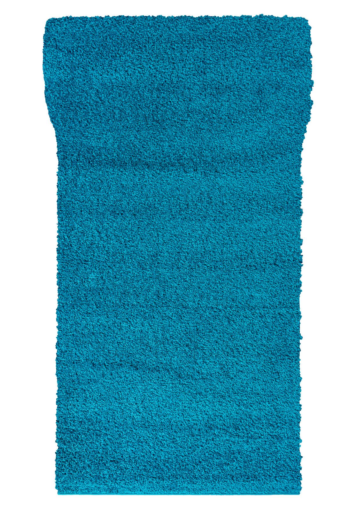 Tappeto corridoio Shaggy Monocolore DELHI 7388A turquoise - turchese