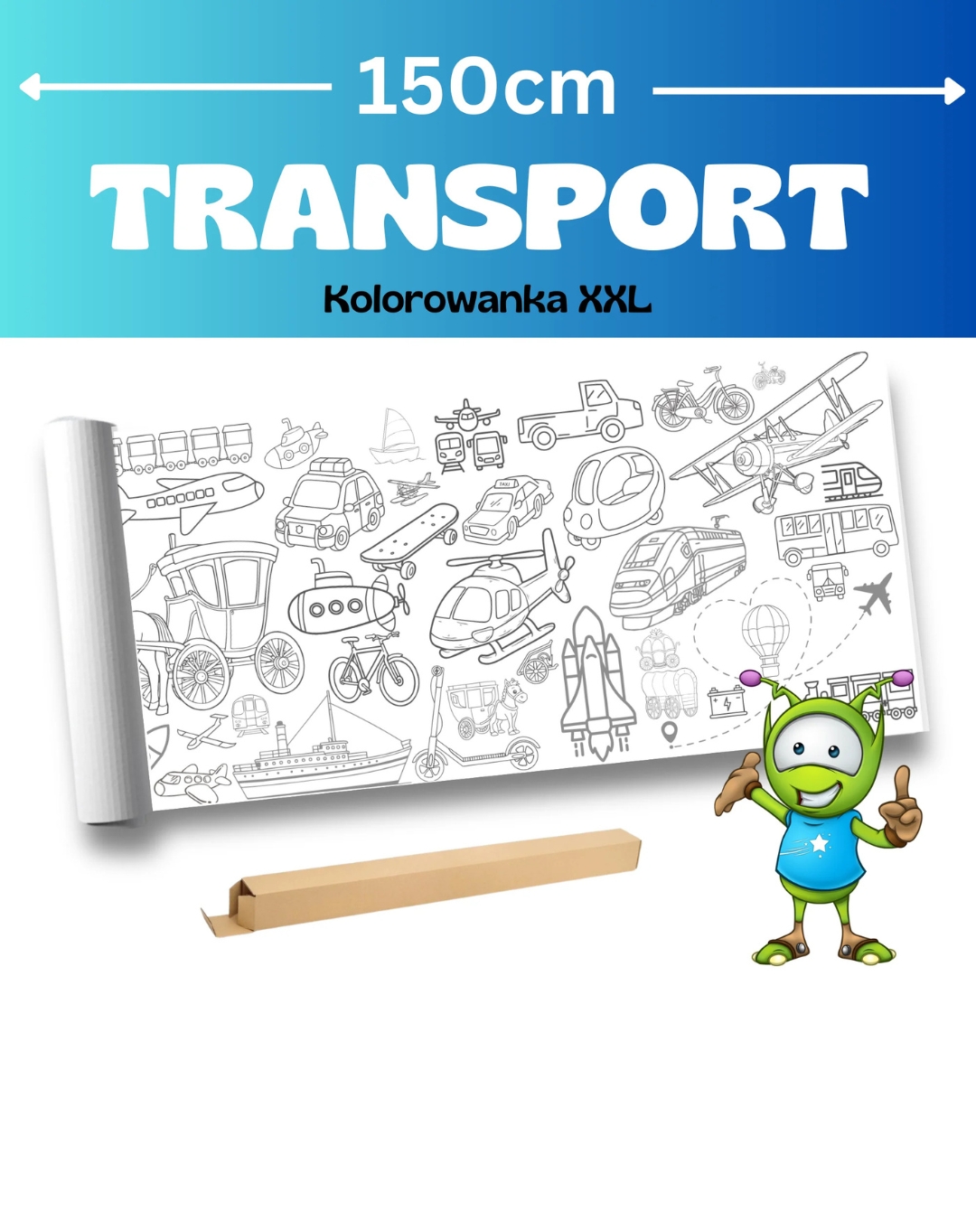 Coloring da pavimento 150 × 42 cm - Transport XXL - veicoli e mezzi di trasporto
