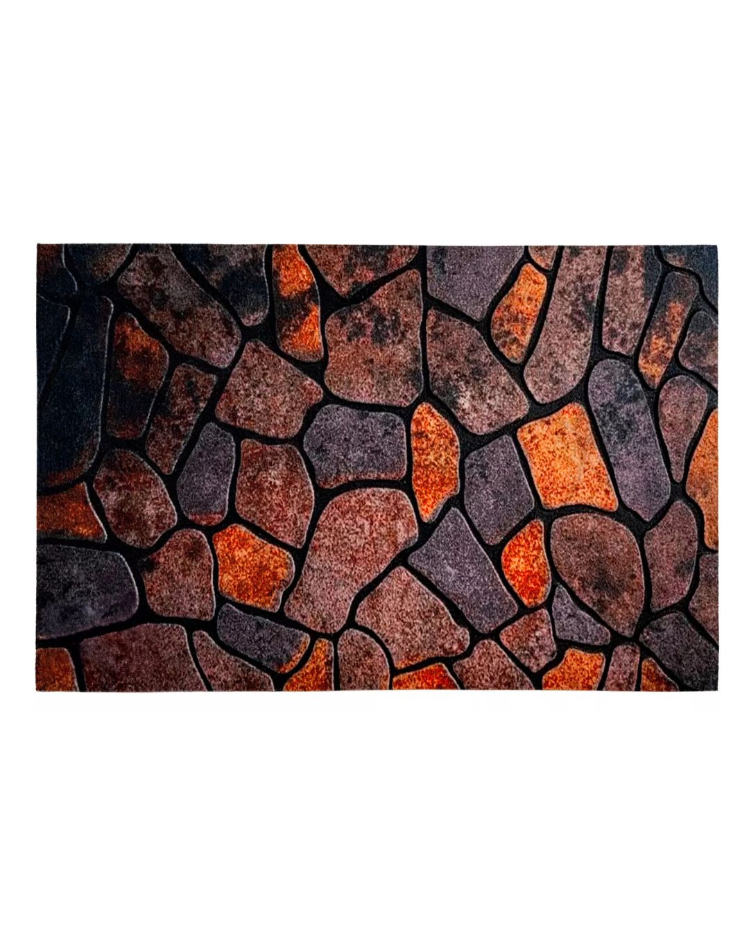 Zerbino tessile - Print 9005 - marrone, con motivo pietra, antiscivolo e facile da pulire