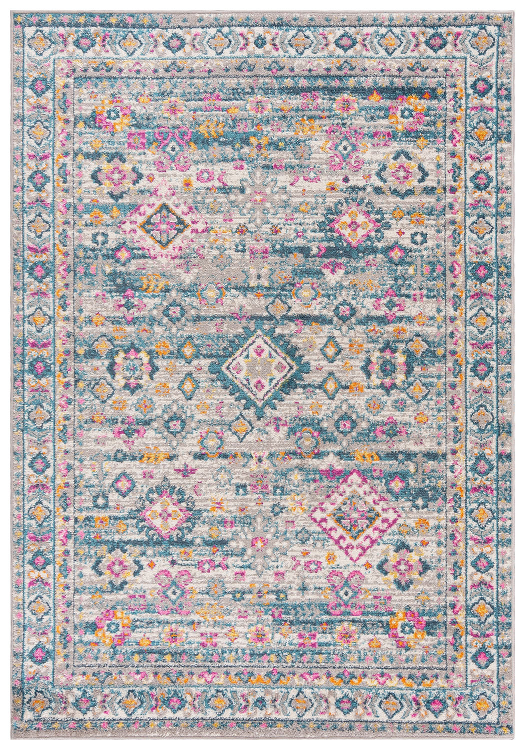 Tappeto moderno etnico - Dallas I989A - grigio, rosa