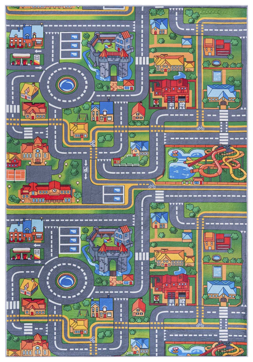 Tappeto per bambini stampato B_529 Strade, Strada - multicolore