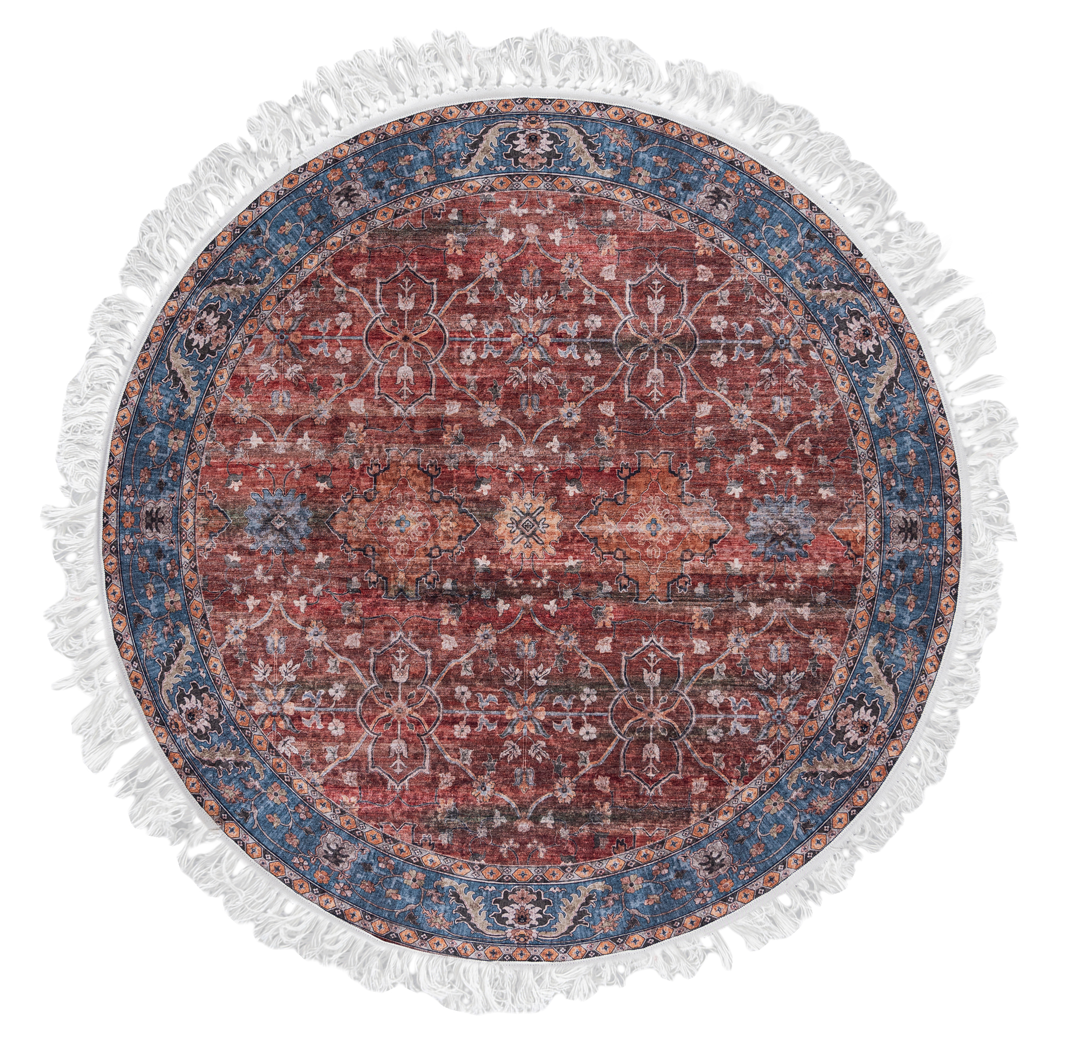 Tappeto tradizionale rotondo ANKARA KH-71 stampato - vintage, rosso