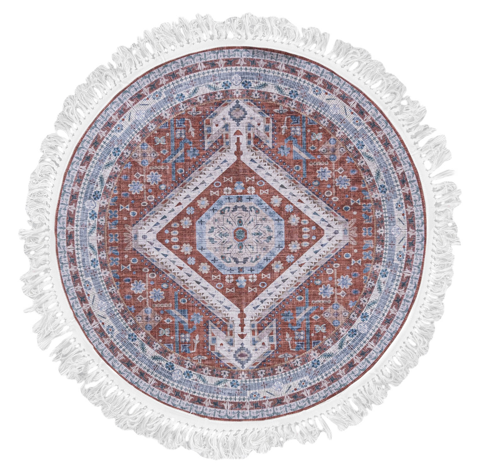 Tappeto tradizionale rotondo ANKARA CLF_22 STAMPATO - vintage, rosso