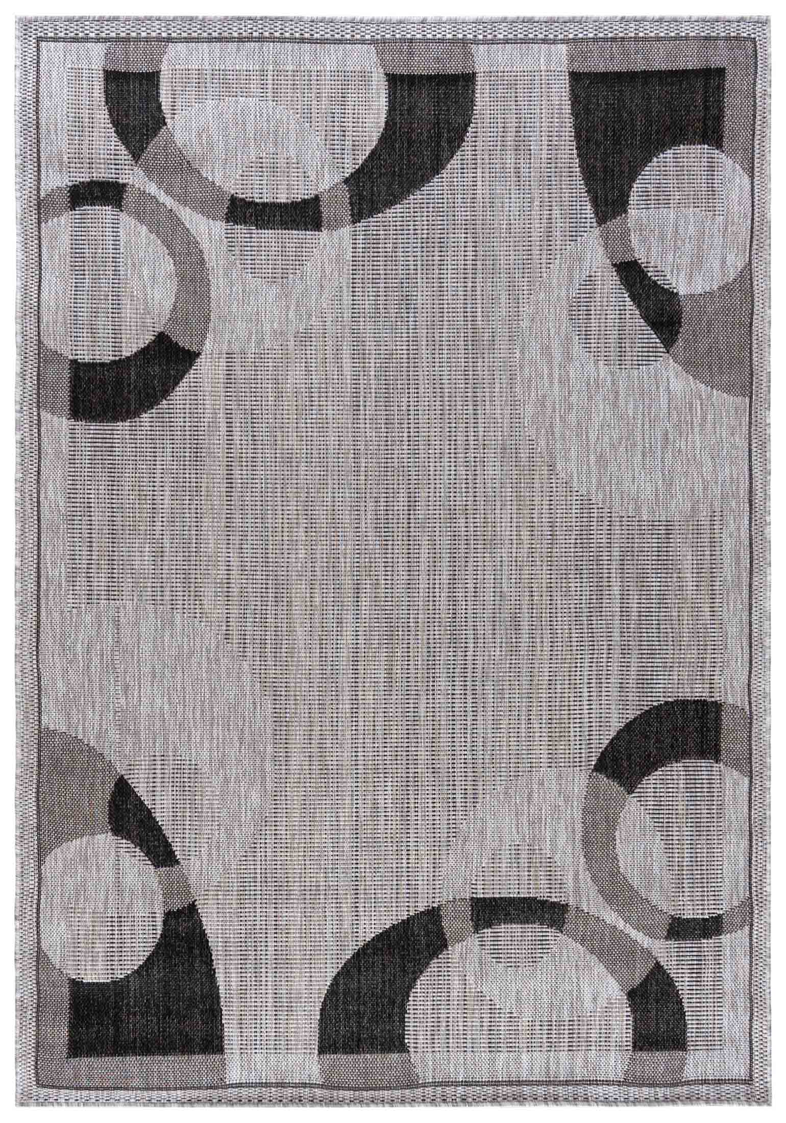 MELISSA KH80A Tappeto a righe per interni/esterni - retrò, geometrico, grafite, grigio