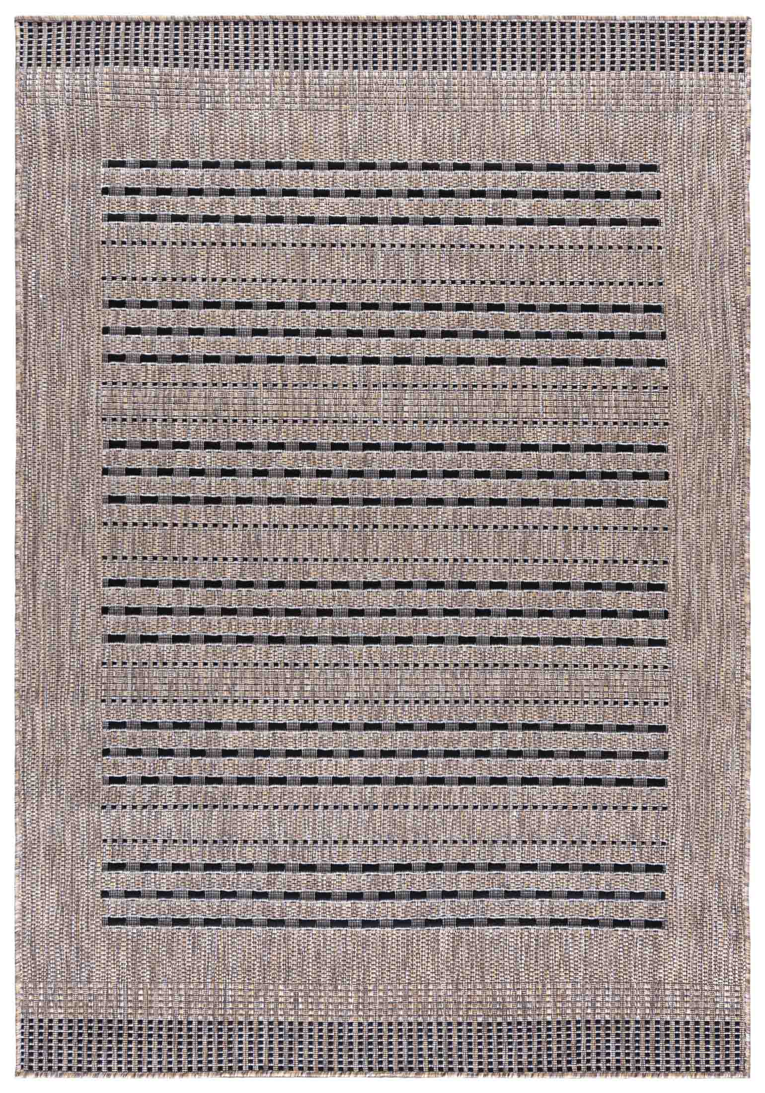 MELISSA KF84A Tappeto sagomato per interni/esterni - moderno, a righe, beige, marrone, crema