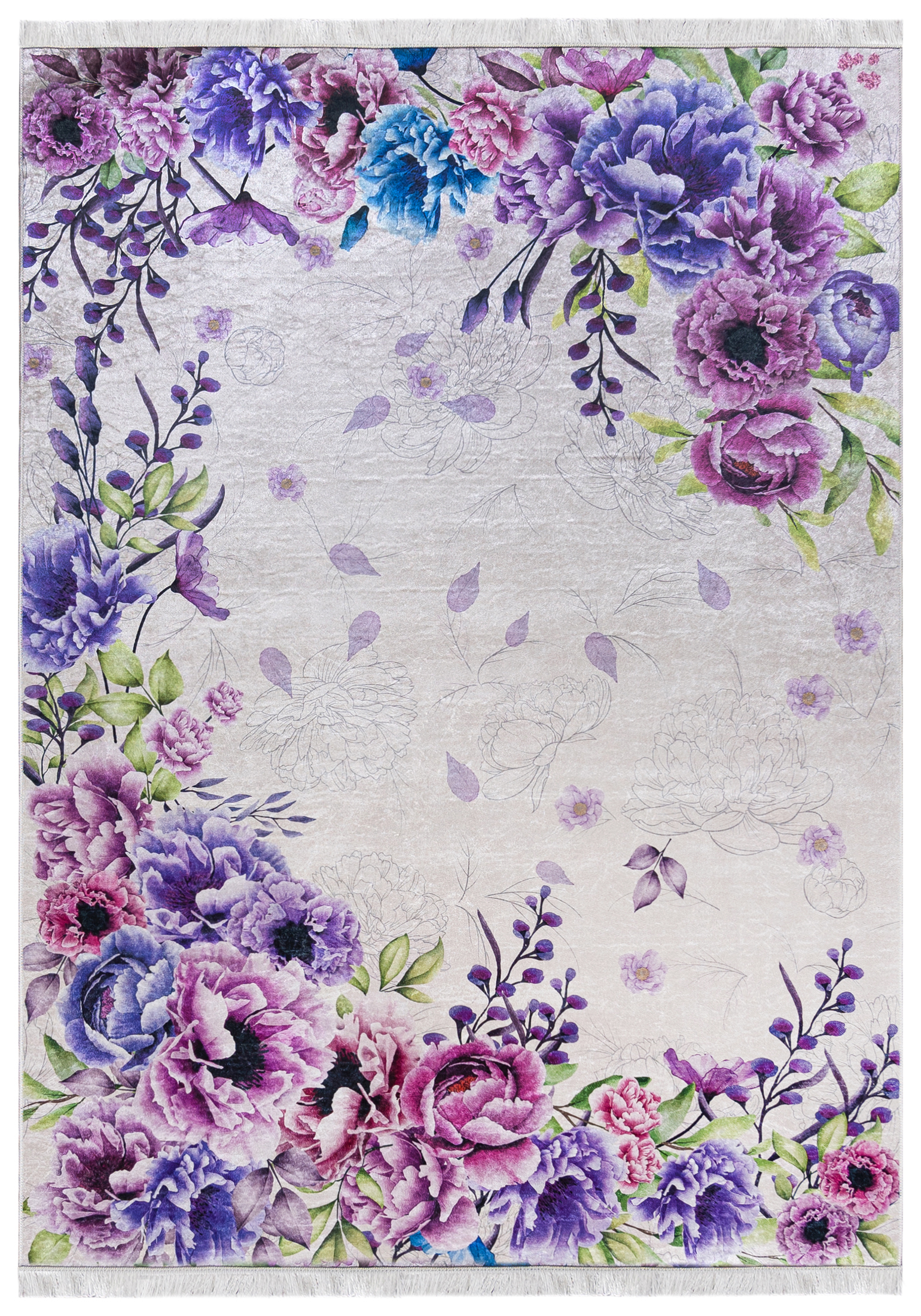 Tappeto moderno floreale - Toscana 45230 - viola, rosa