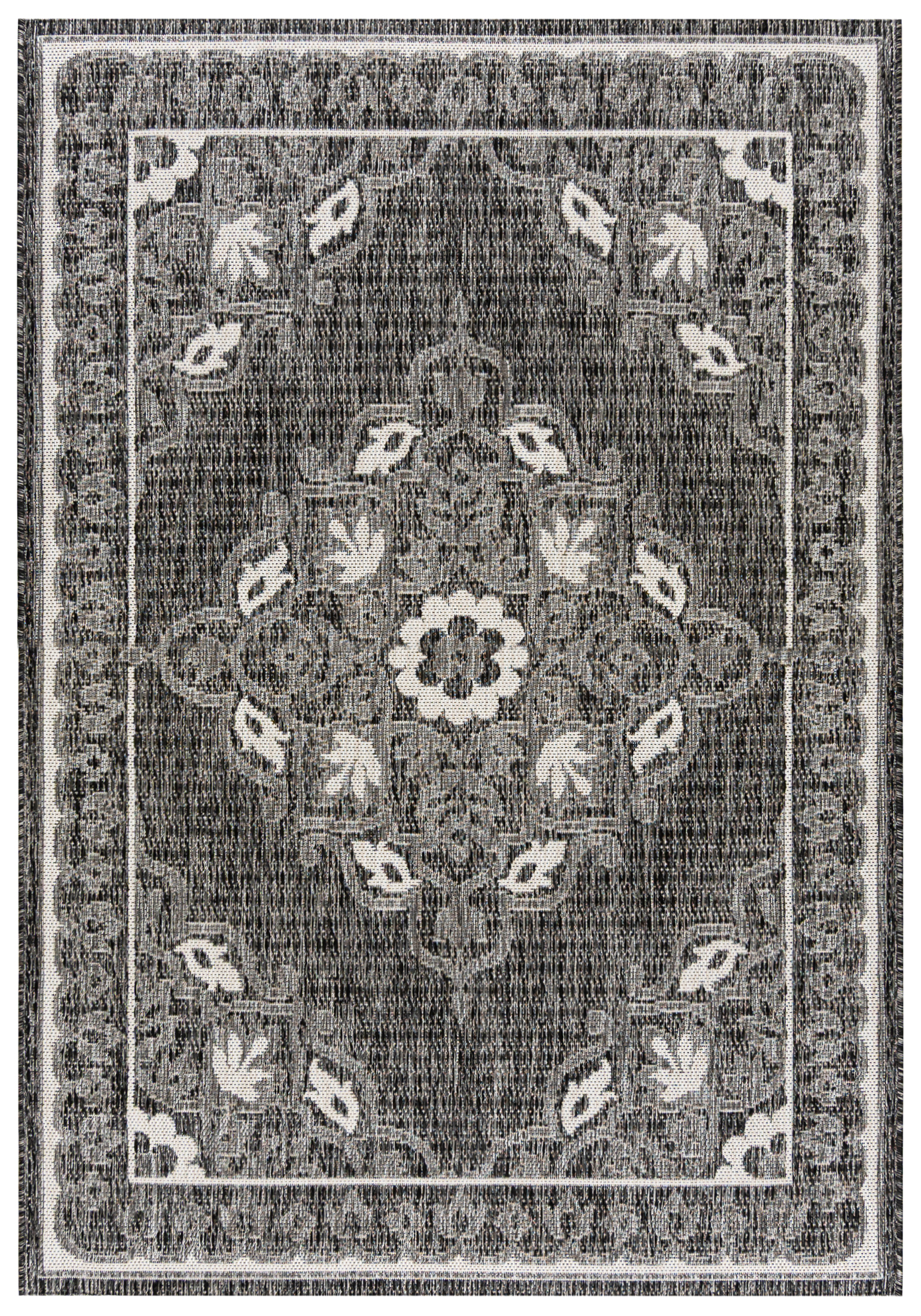 Tappeto per interni/esterni, Moderno - Enna Cenere - grigio, antracite, impermeabile, per la terrazza, il balcone