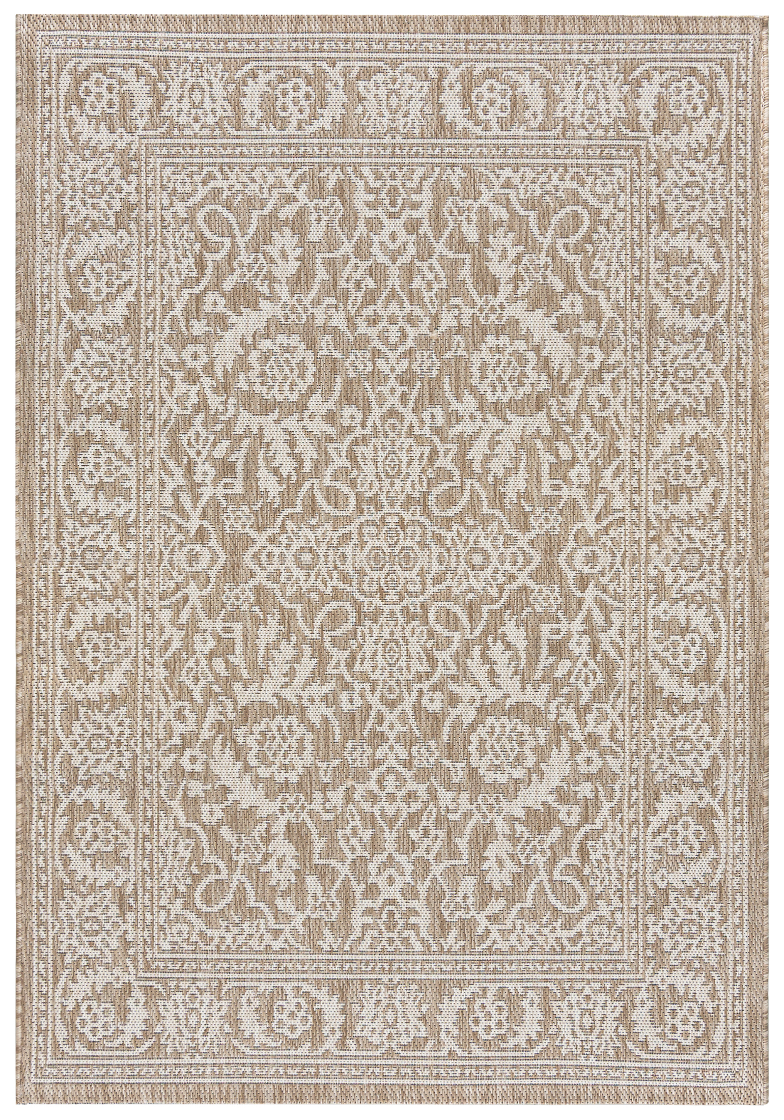 Tappeto per esterni/interni, Moderno - Enna Dune - beige, crema, impermeabile, per la terrazza, il balcone