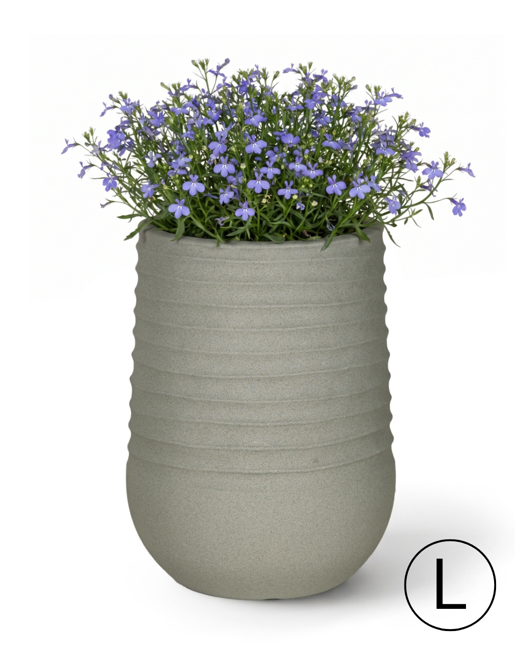 Vaso rotondo da giardino / terrazzo 53 cm x 53 cm x 70 cm - Costa L - vaso in plastica, grigio, opaco, scanalato
