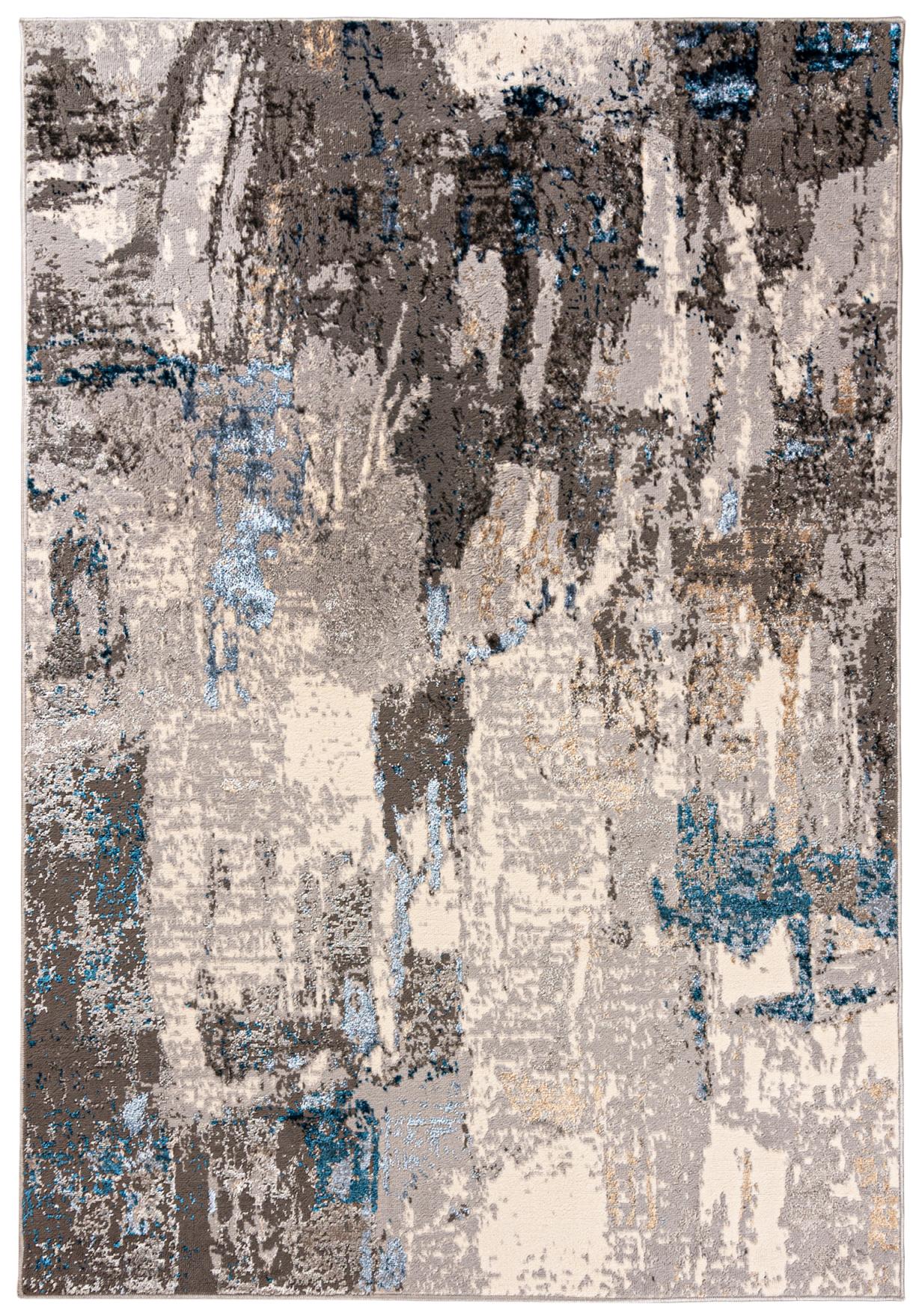 Tappeto moderno LAGO a due strati astratto I188A GRAYBLUE - grigio, blu