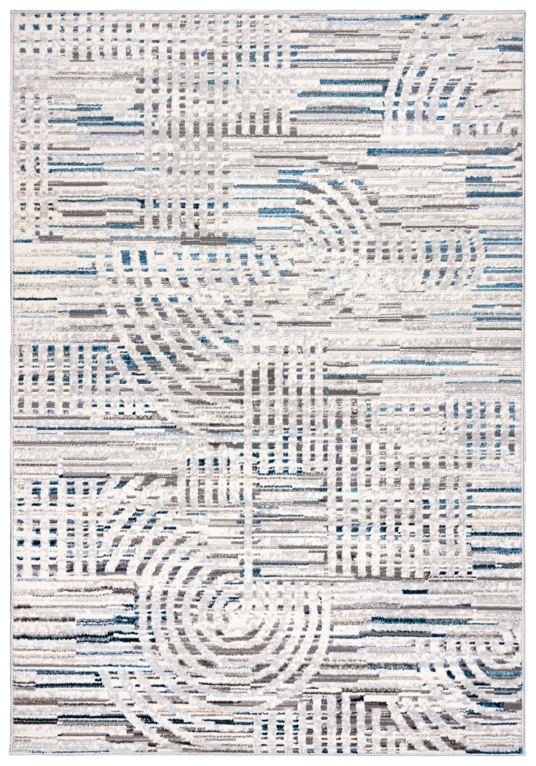 Tappeto geometrico moderno a due strati LAKE I174A grigio blu