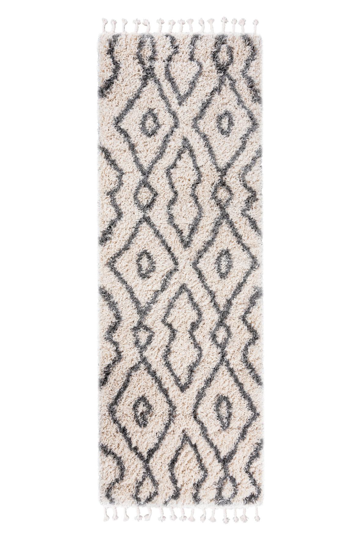 Tappeto Shaggy a pelo lungo con frange Aztec FN30A CREMA - crema