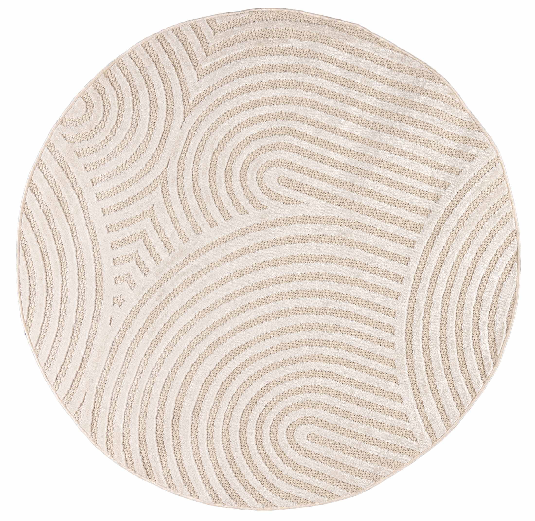 Tappeto rotondo moderno MADISON NJ85C CREMA, impermeabile, per la terrazza, il balcone