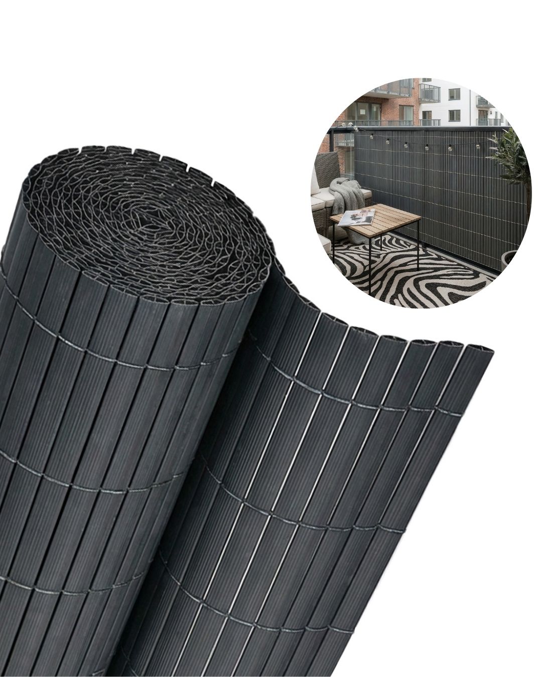 Copertura per giardino, Frangivista balcone, cannicciato PVC - Aperto Antracite - antracite, moderno