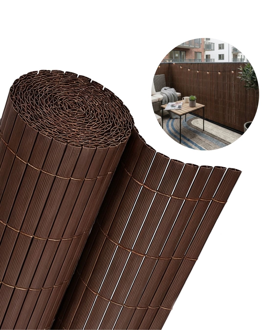 Copertura per giardino, Frangivista balcone, cannicciato PVC - Aperto Marrone - marrone, moderno, scanalata