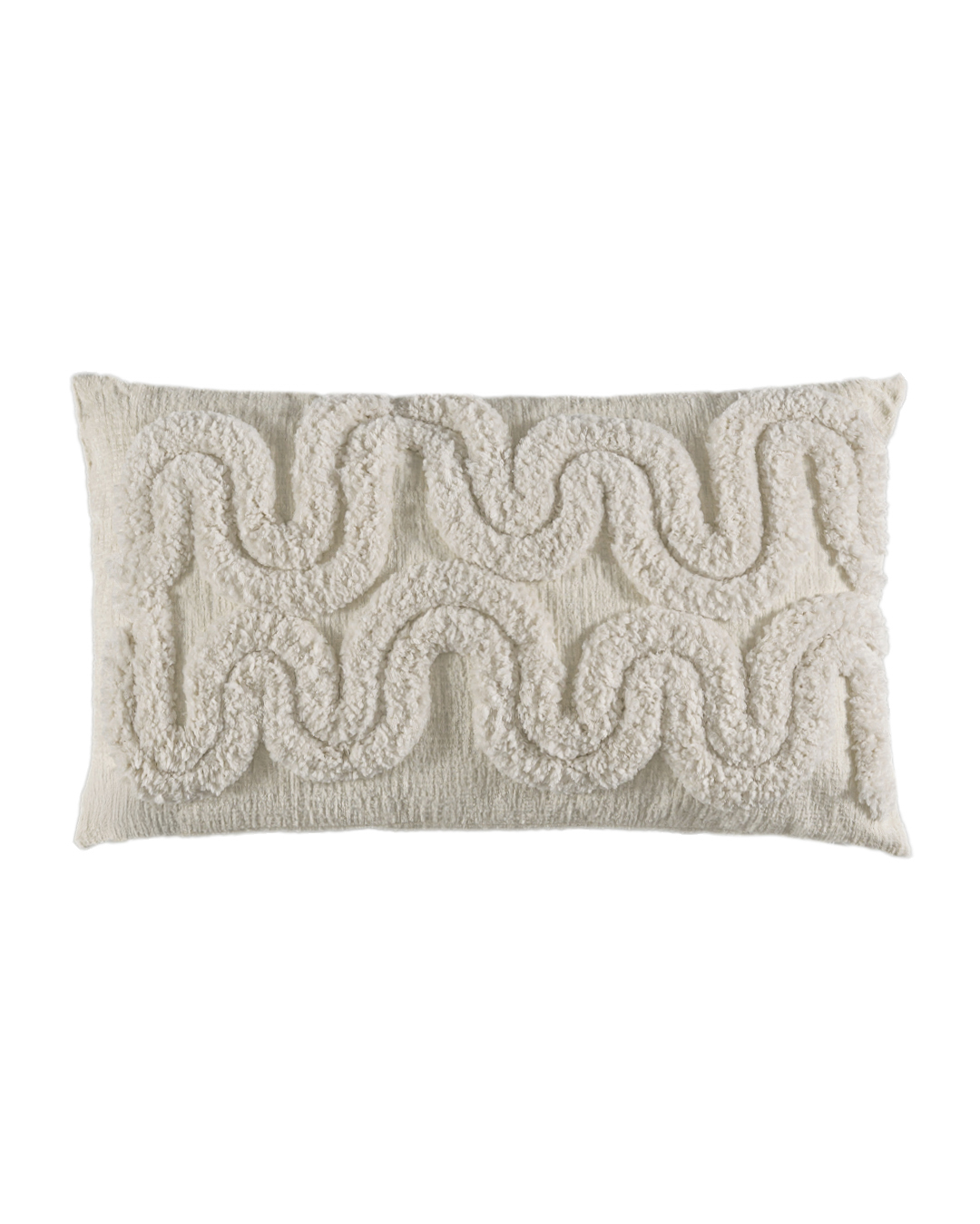 Cuscino decorativo con imbottitura, 30x50 cm - Puro Zigzag - ricamato, bianco, ecru